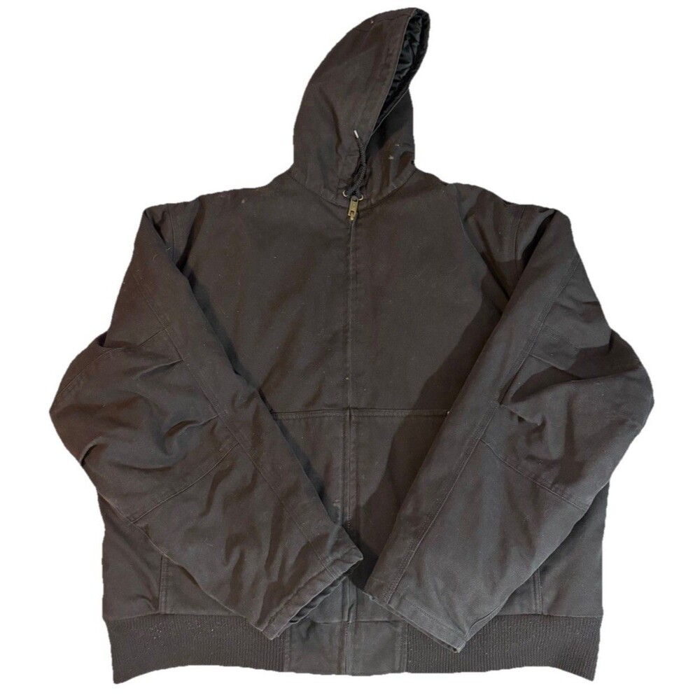 Walls Blizzard-Pruf Heavyweight Hooded Work Jacket Mens XL Black Full Zip